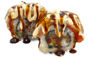 Atún rojo flambeado con salsas