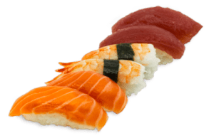 Nigiri mix de salmón, atún y langostino